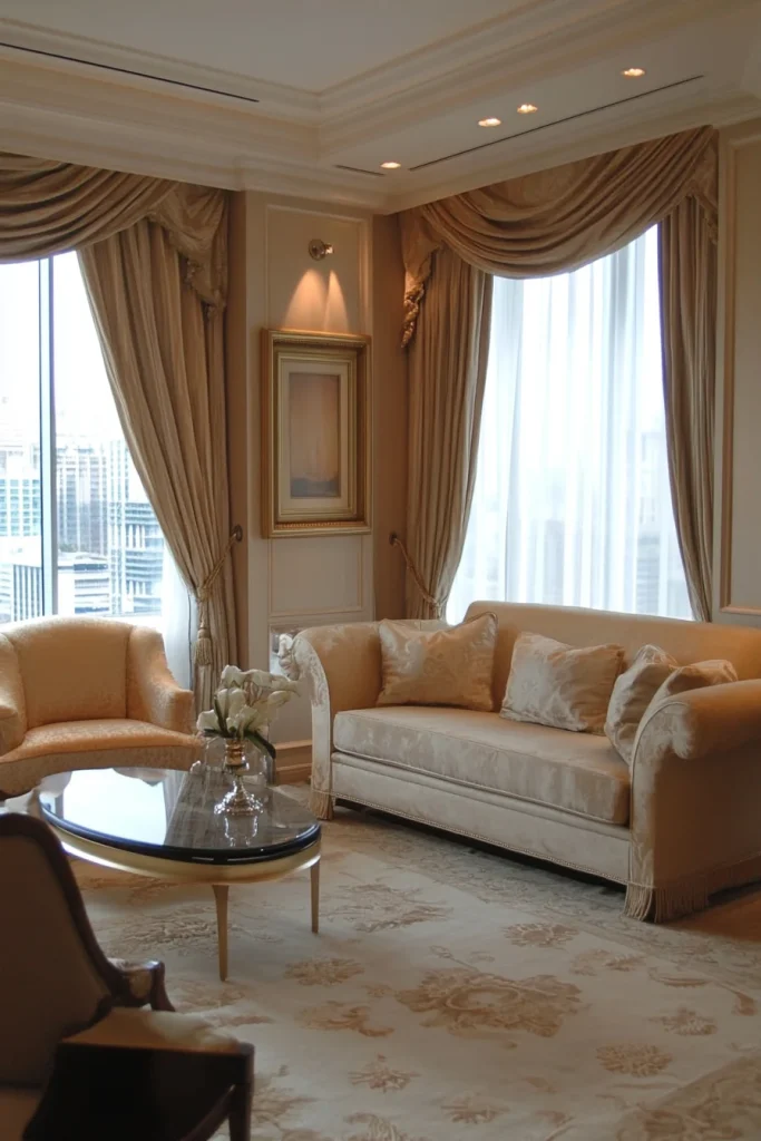Lightly Patterned Curtains for Subtle Elegance